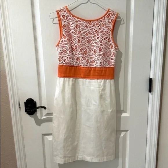 London Times | Dresses | London Times Sleeveless Tangerine Orange Sheath  Dress With Lace Overlay | Poshmark